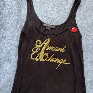 Armani Exchange Black Tank with Gold Logo